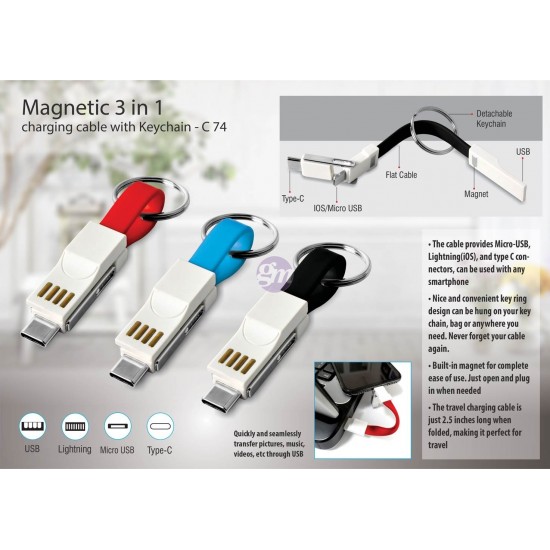 Magnetic 3 in 1 charging cable