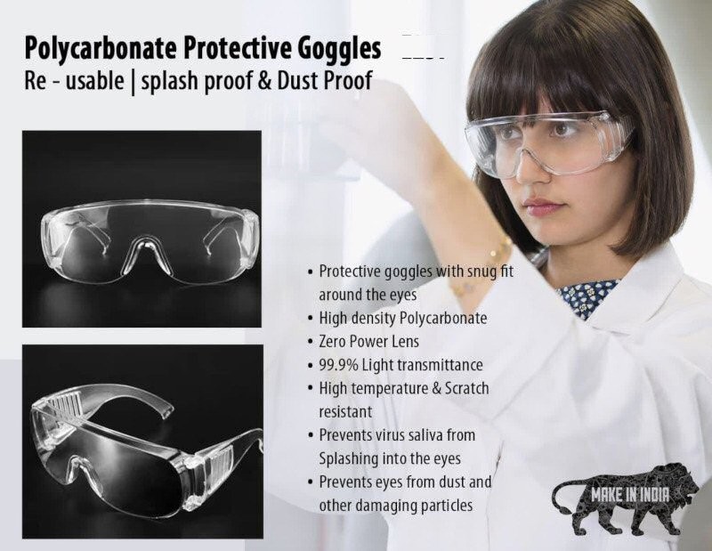 Polycarbonate Re-usable Protective Goggles