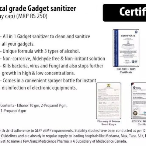 Insta-Act Medical grade Gadget sanitizer