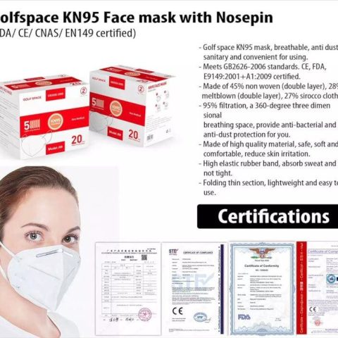 Golfspace KN95 Face mask with Nosepin