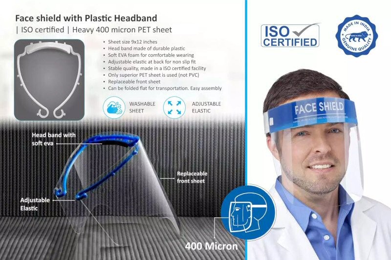 Face shield with Plastic Headband