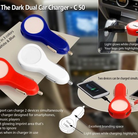 Glow in Dark Dual Car Charger