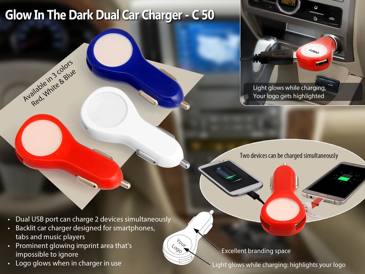 Glow in Dark Dual Car Charger