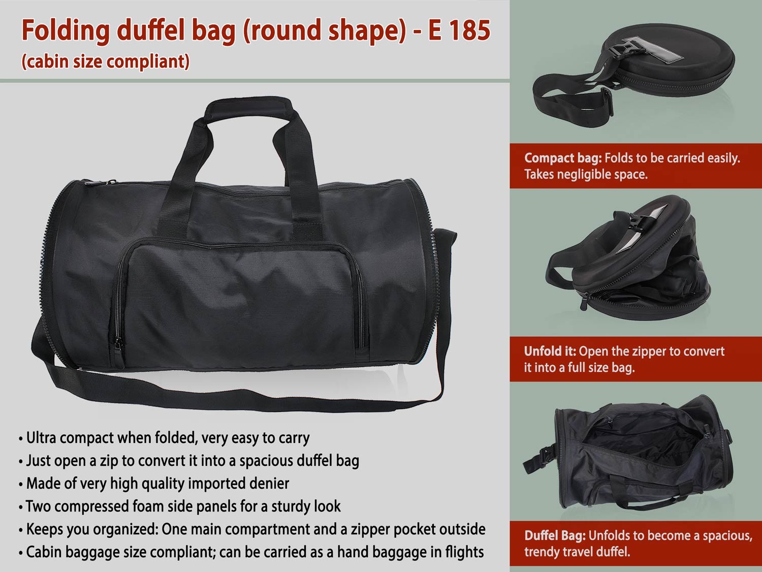 Folding duffel bag