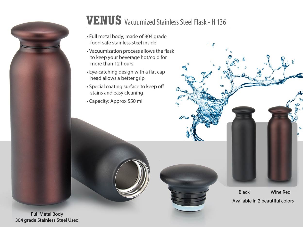 Venus Vacuumized Stainless steel Flask (550 ml approx)