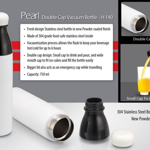 Pearl Double cap Vacuum bottle in powder coated finish