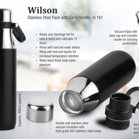 Wilson: Stainless steel flask with carry handle