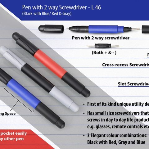 Pen with 2 way screwdriver