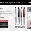 Metal pen with stylus & torch