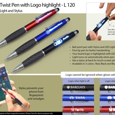 Magic twist pen with stylus
