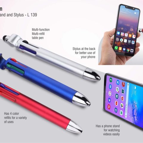 4 refill pen with mobile stand and stylus
