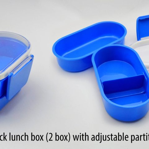 Clip lock lunch box with adjustable partition (2 box)