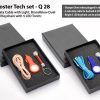 Brandbooster Tech set: Set of 2 side Data Cable with Light, Brandglow Dual car charger & 5 LED Keychain with torch