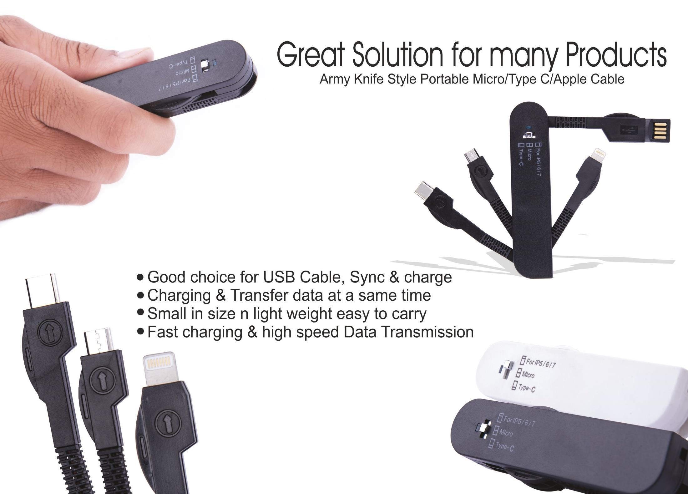 Army Knife Style Portable Data/ Charging Cable